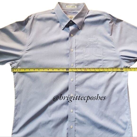 COOPER & STEWART Thin Striped Blue Oxford Shirt - Picture 9 of 13